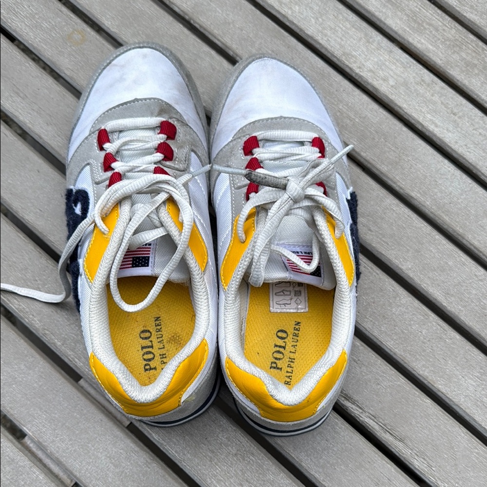 Polo by Ralph Lauren White and Yellow Sneakers Sporty Design